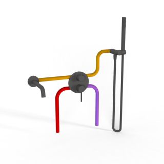 Душевой комплект Paini Cox 78PZSET26911BATH чёрный матовый